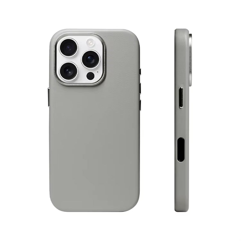 New Arrival PU Leather Case Full Cover Wrapped Vegan Leather Case with Metal Camera Frame for Iphone 16 Pro PU Magnetic Case