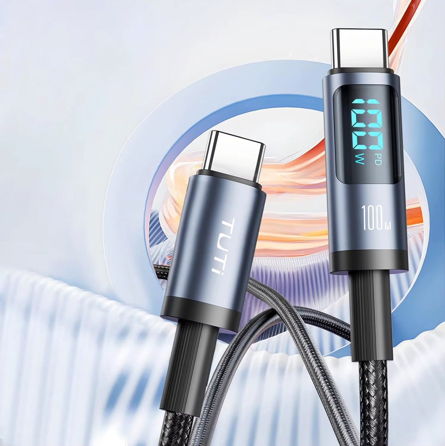 TUTI Wholesale Display Nylon Braided Fast Charger Cable Type C to C USB C Data Cable for Phone,Laptop