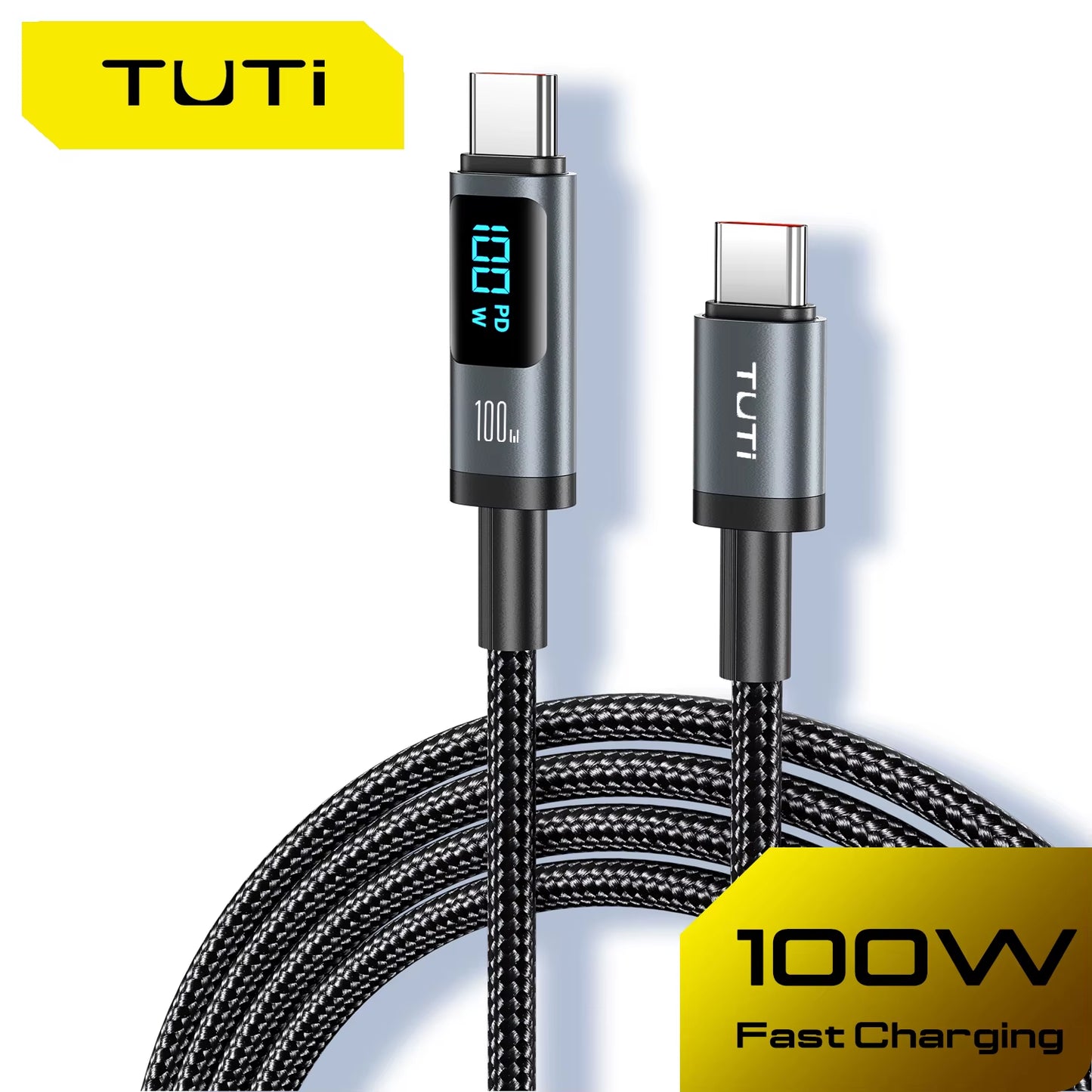 TUTI Wholesale Display Nylon Braided Fast Charger Cable Type C to C USB C Data Cable for Phone,Laptop