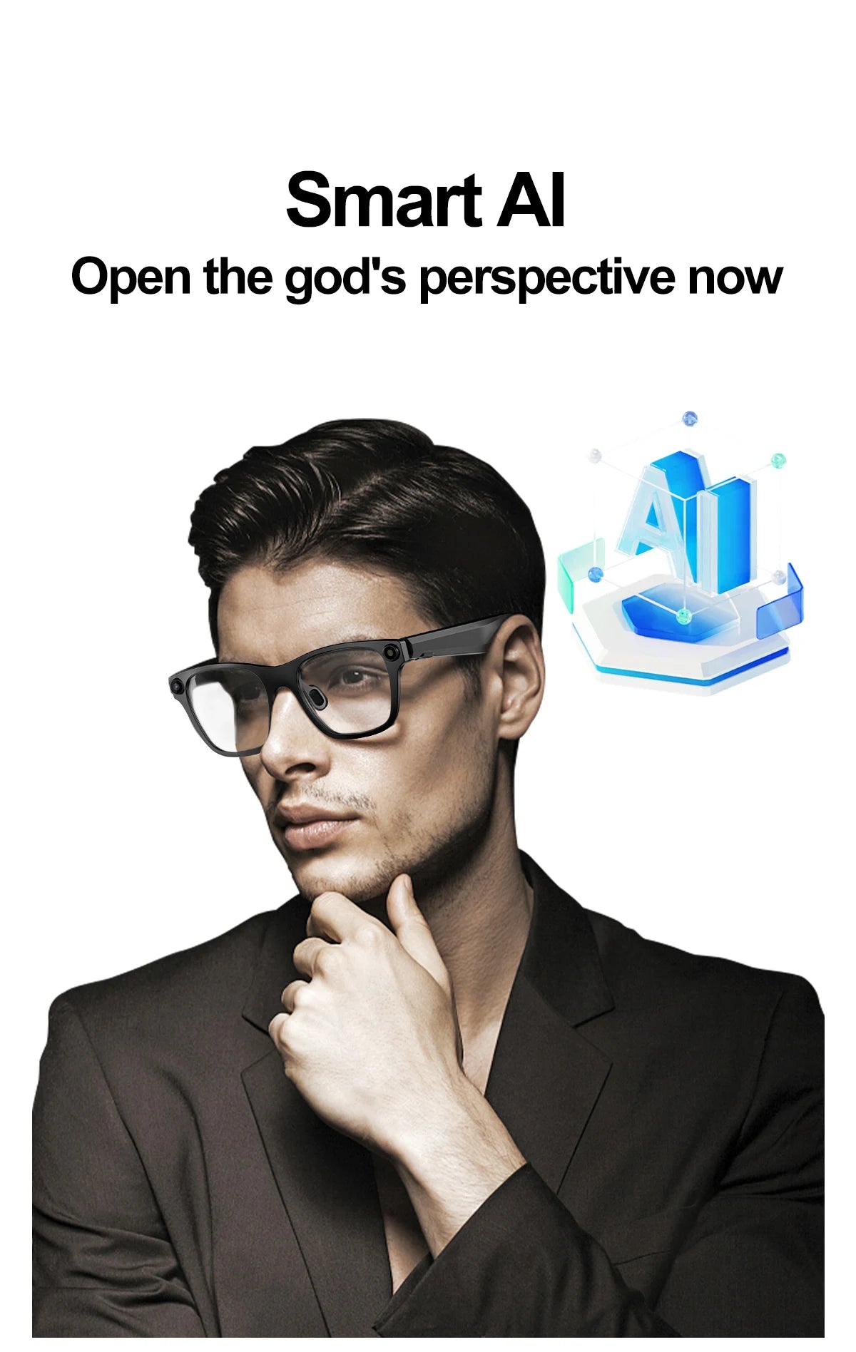 S3336 Smart Glasses with AI Translation, Video Recording, 200W Camera, and Bluetooth Calling for Men and Women