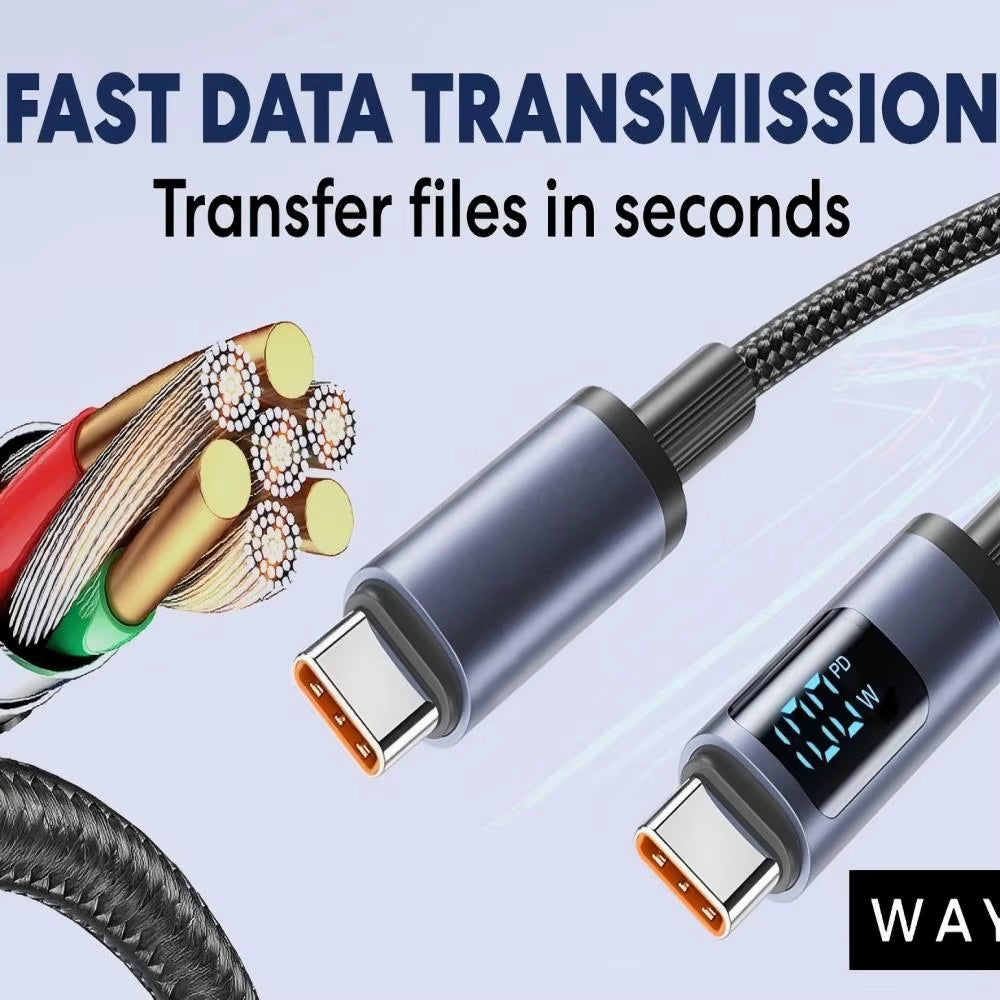 TUTI Wholesale Display Nylon Braided Fast Charger Cable Type C to C USB C Data Cable for Phone,Laptop