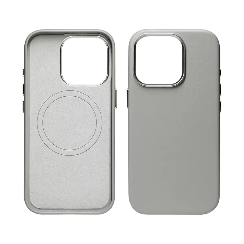 New Arrival PU Leather Case Full Cover Wrapped Vegan Leather Case with Metal Camera Frame for Iphone 16 Pro PU Magnetic Case