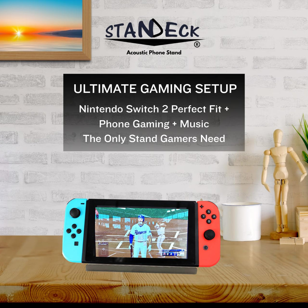 STANDECK 2-Pack Phone Stand with Sound Amplifier & Smartwatch Mount - 6.5" Wide Stable Base - Multi-Device Support - Soccer & 250 America Anniversary
