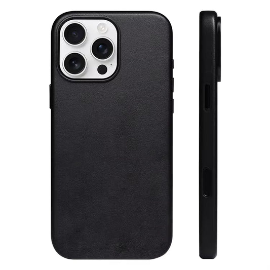 New Arrival PU Leather Case Full Cover Wrapped Vegan Leather Case with Metal Camera Frame for Iphone 16 Pro PU Magnetic Case