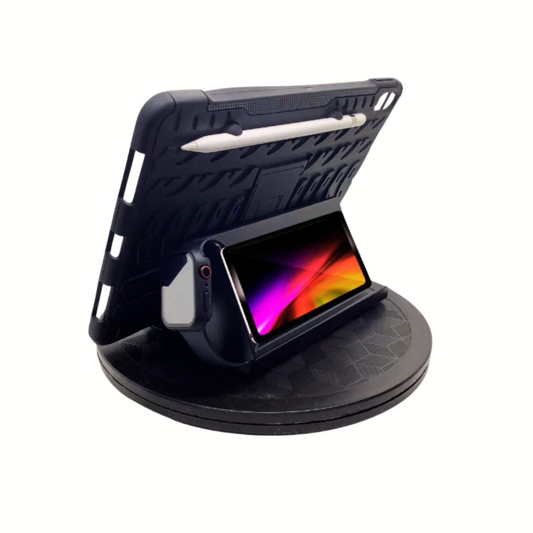 STANDECK A Modern 10 inch Turntable. Plastic, Black for multitasking and optimal viewing.