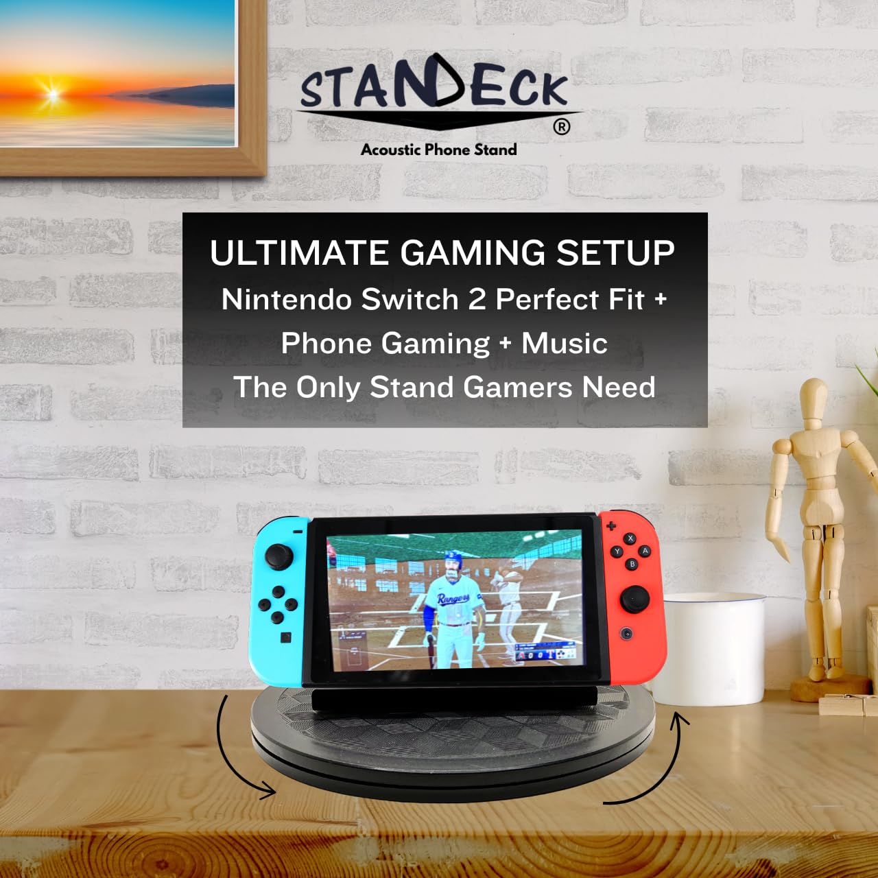 STANDECK 2 Pack Acoustic Cell Phone Stand and Tablet Holder Plus One 360° Turntable for Optimal Viewing. for iPhone, IPad, Samsung Galaxy -Ultra-Stable Design - Wont TIP Over -