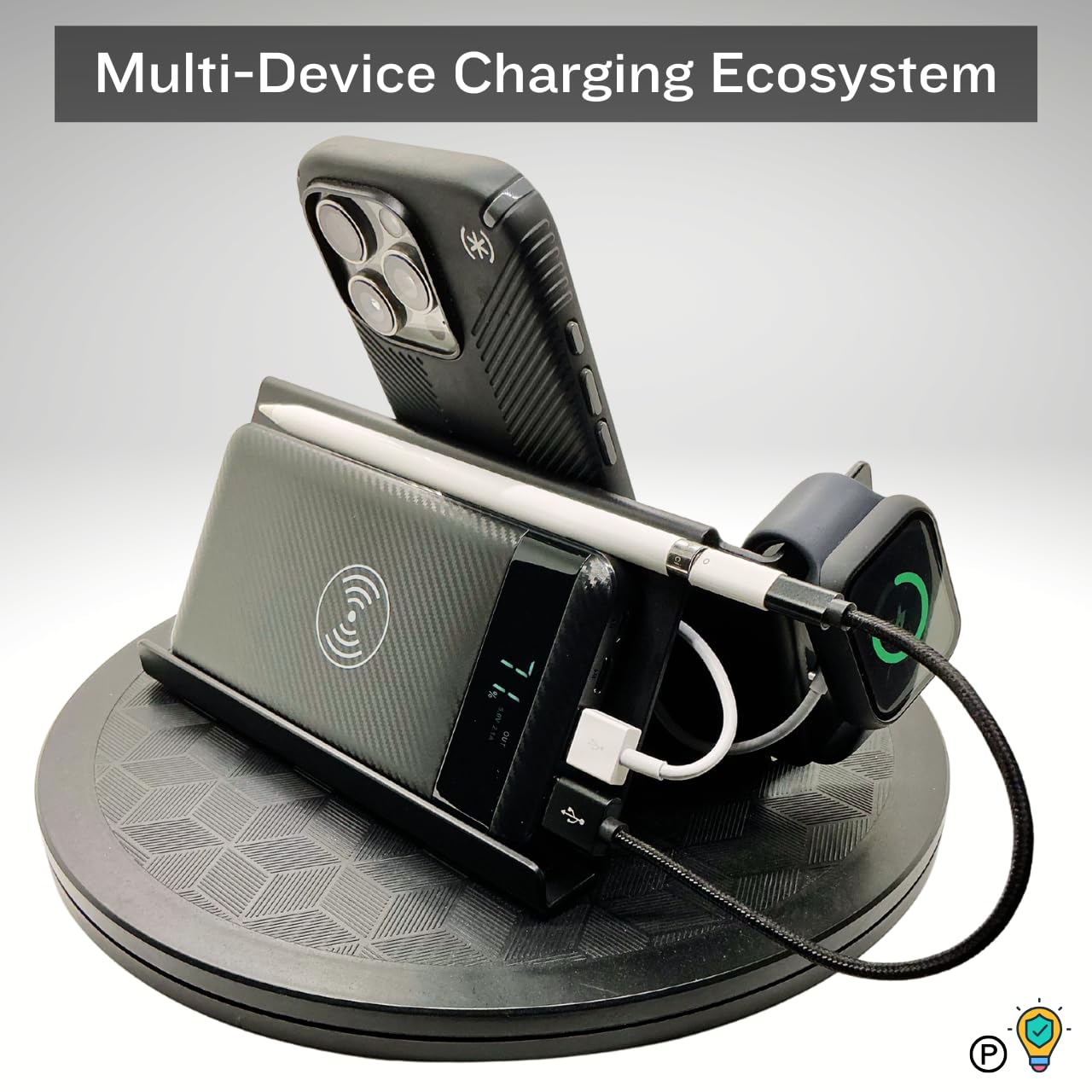 STANDECK 2 Pack Acoustic Cell Phone Stand and Tablet Holder Plus One 360° Turntable for Optimal Viewing. for iPhone, IPad, Samsung Galaxy -Ultra-Stable Design - Wont TIP Over -