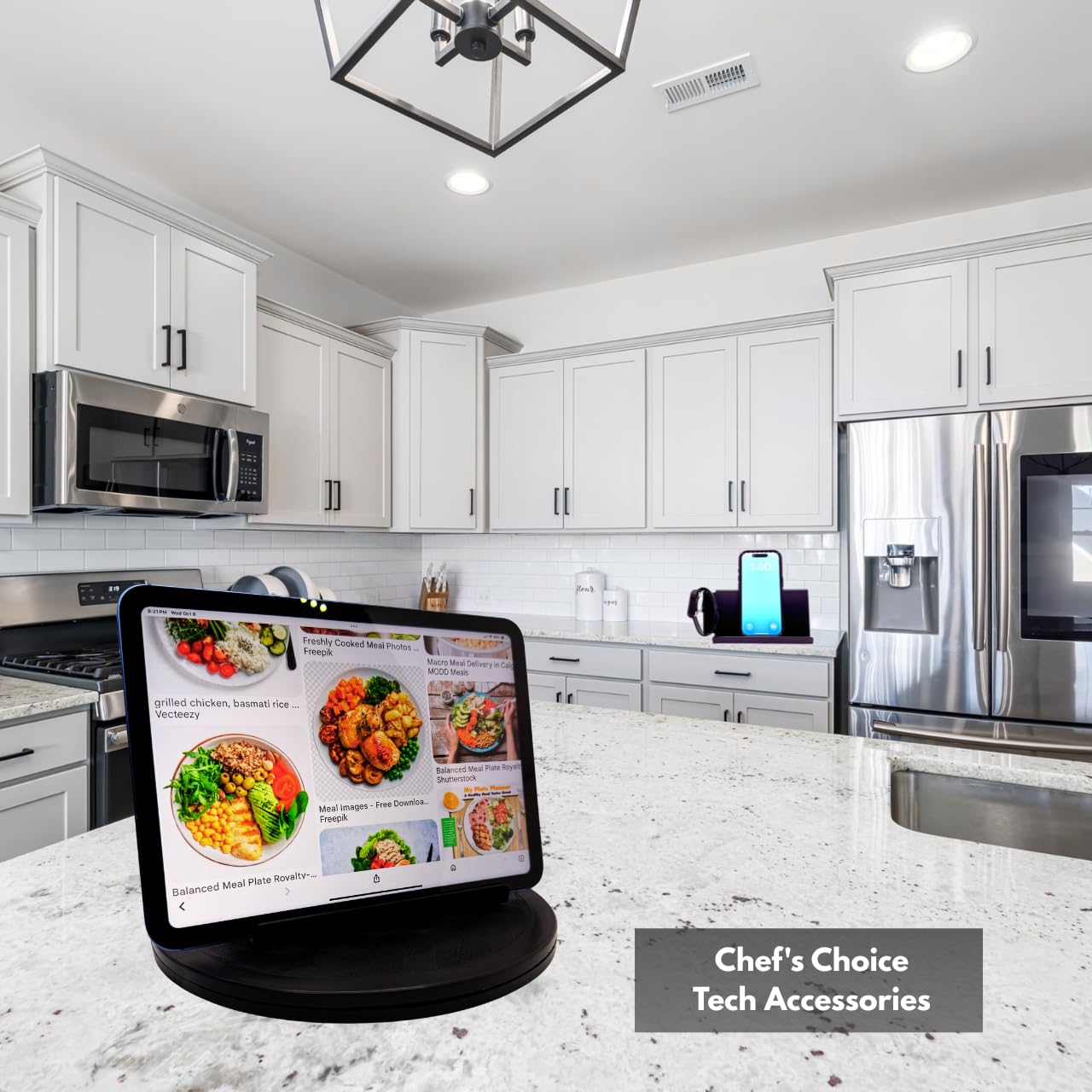 STANDECK 2 Pack Acoustic Cell Phone Stand and Tablet Holder Plus One 360° Turntable for Optimal Viewing. for iPhone, IPad, Samsung Galaxy -Ultra-Stable Design - Wont TIP Over -