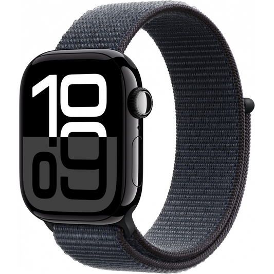 Apple Watch Series 10 Aluminium 42mm Okosóra Sport Loop Szövet szíjjal - Fekete (MWWG3QF/A)